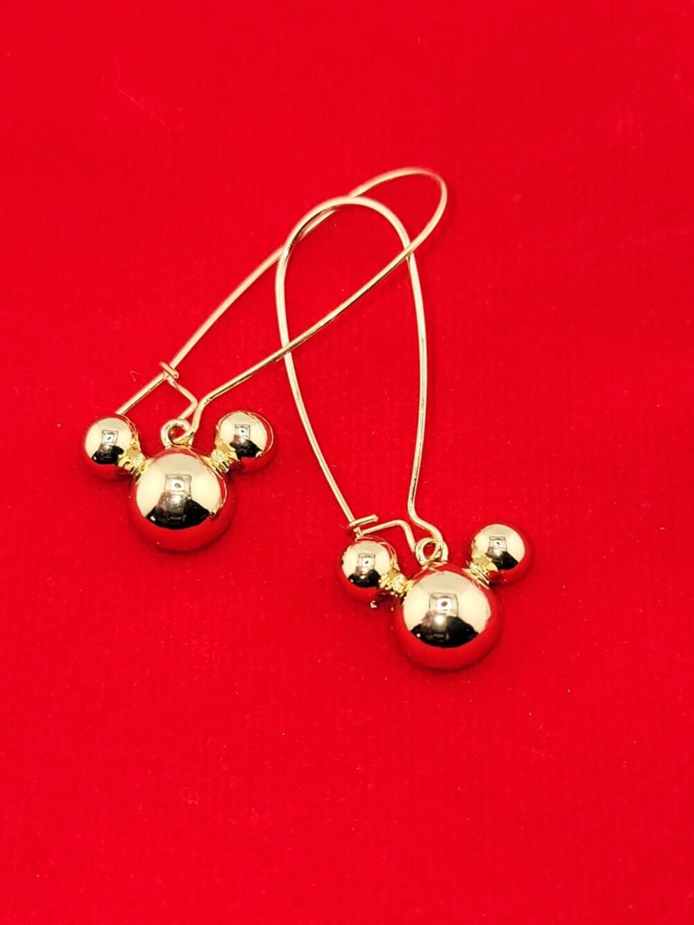 3/$30 Disney Mickey Mouse Gold Tone Dangle Earrings Minimalist Cute Park Jewelry